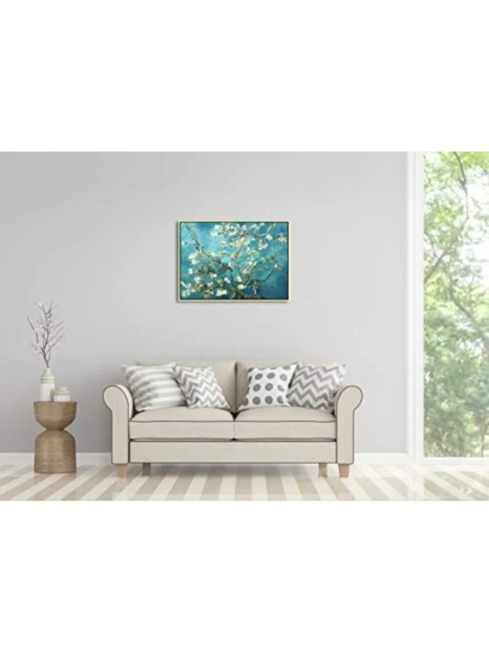 Framed Almond Blossom Floral Giclee Canvas Art - Van Gogh Inspired Wall Decor